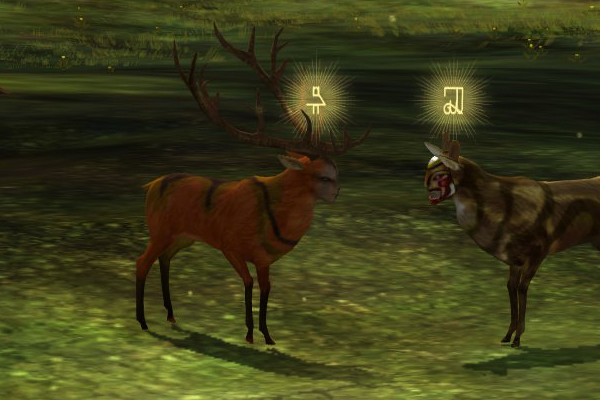 An image from the virtual world The Endless Forest depicting 2 cervids